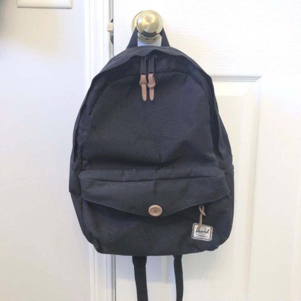 Herschels Black Backpack with Button Sydney Backpack